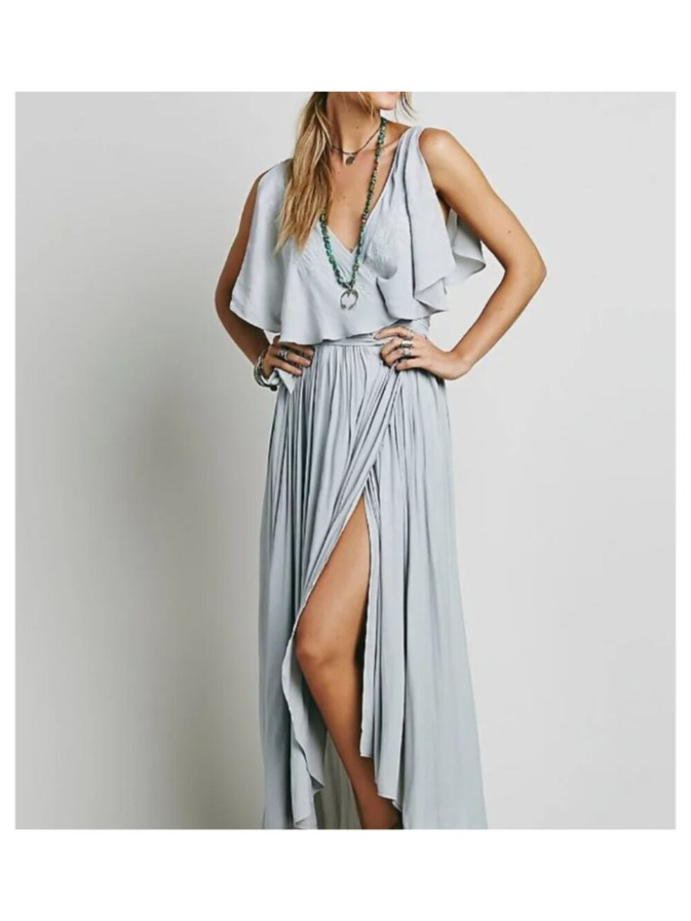 Free People | Fiona | Rain Blue | Flowy Wrap Dress | Size XS
